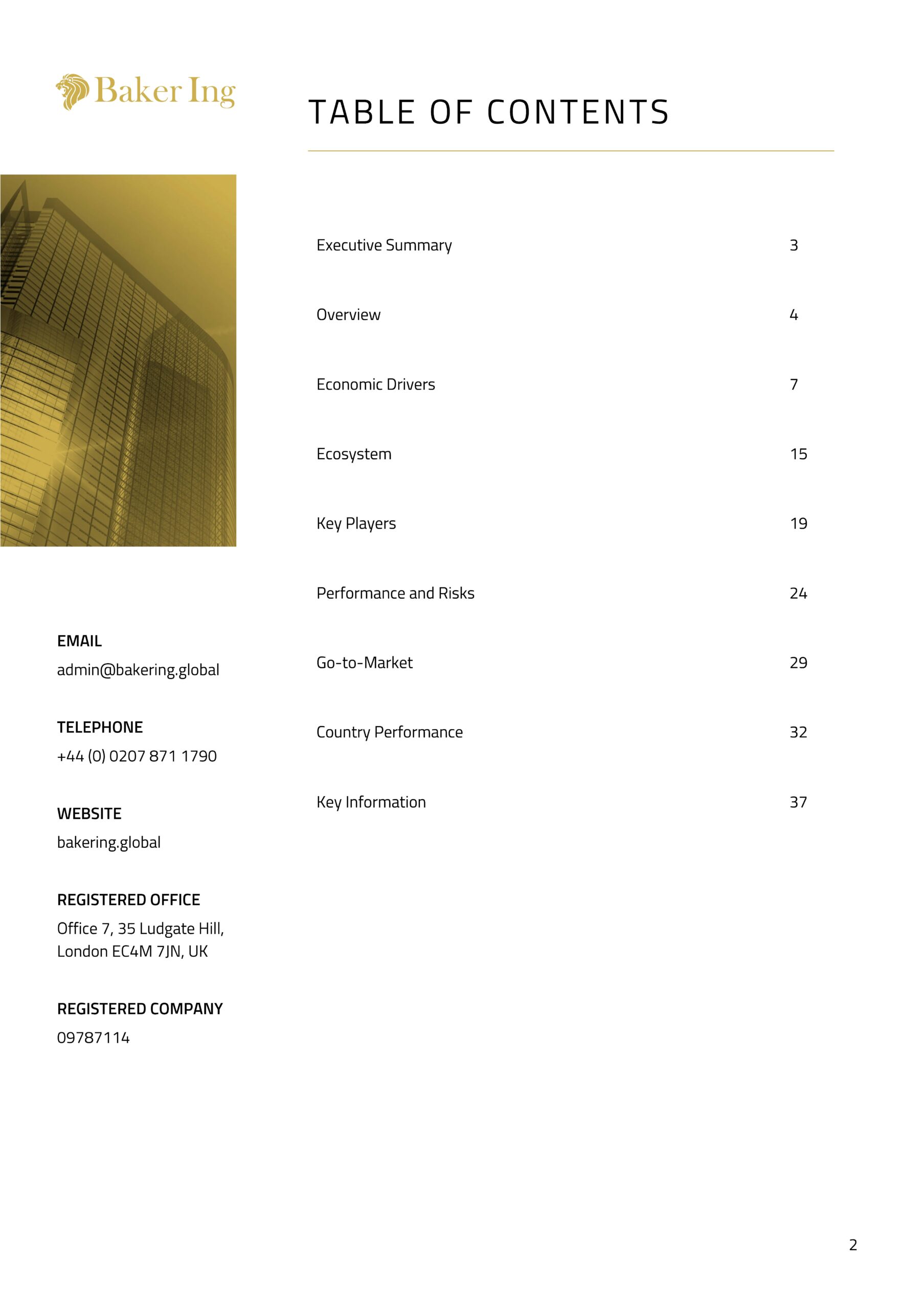 Table of contents of the Short-Term Accommodation Europe Report